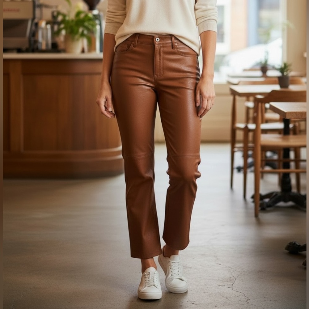 Frame 100% Leather Le Crop Mini Boot Jean. Size 27